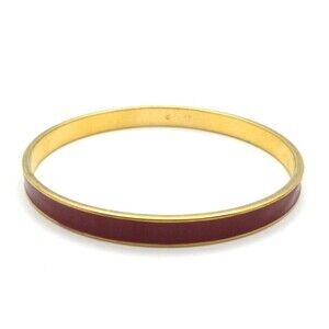 Vintage Monet Bangle Bracelet Gold Tone Red Enamel Minimalist Stackable Retro